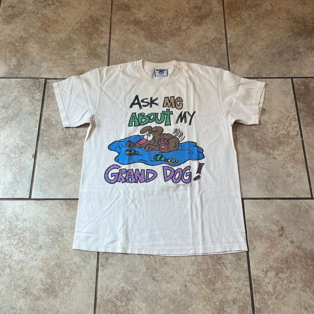 Vintage 1993 Lee Ask Me About My Grand Dog Shirt Off White 90s Irony L